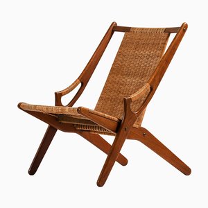 Fauteuil en Teck et Cannage Tissé attribué à Arne Hovmand-Olsen, 1950s
