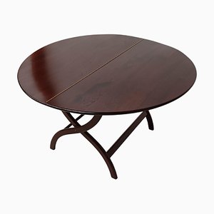 Danish Circular Handcrafted Foldable Mahogany Coffee Table, 1960s