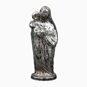 20th Century Patinated Mercury Glass Madonna with Child