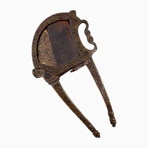 Brass Betel Nut Cutter with Chiseled Decoration, India