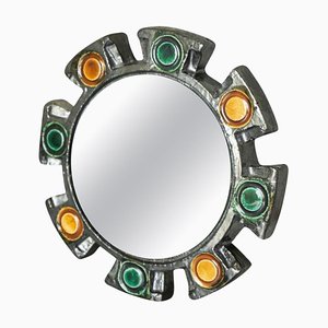 Ceramic Wall Mirror from Atelier Berlemont, Belgium, 1940s