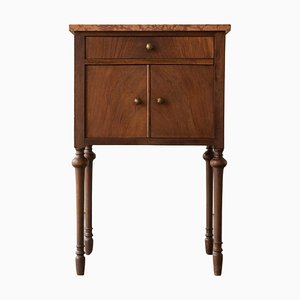 Side Cabinet in Walnut and Red Marble, 1940s