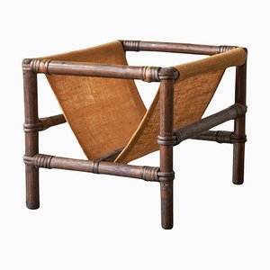 Magazine Rack in Canvas and Bamboo, 1960s