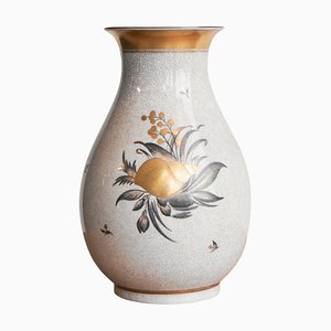 Vaso Shellfish in craquelé e oro di Thorkild Olsen per Royal Copenhagen, anni '20