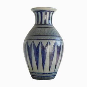 Jarrón grande de gres esmaltado con sal de Jos Kalb para La Roche, Bélgica, años 40