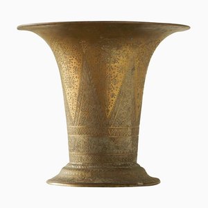 Antique Intricately Decorated Vase in Hand Chased Copper, 1940s