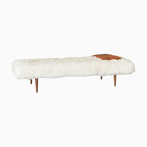 Mid-Century Scandinavian Daybed in Teak and Sheepskin, 1960s