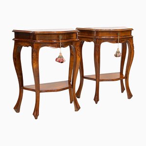 Baroque Nightstands in Nutwood, 1950s, Set of 2
