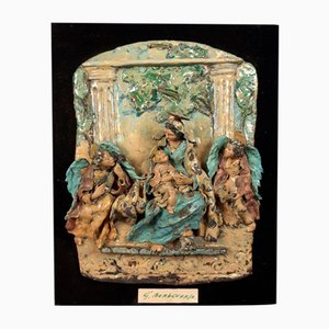 Altorilievo religioso in maiolica di G. Bonaccorso, Caltagirone, anni '50