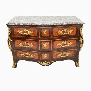 Cómoda francesa Luis XV con tablero de mármol de Jacques Bircklé, década de 1750
