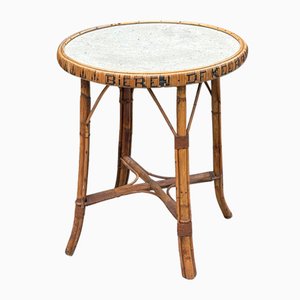 Vintage Belgian Bamboo and Rattan Bistro Table, 1970s