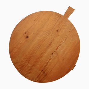 Tabla de cortar alemana grande redonda de madera, años 50