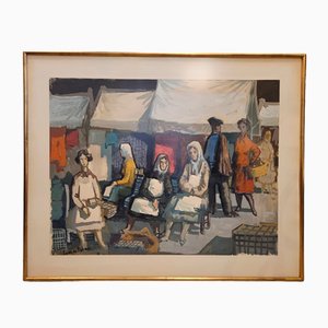 Juan De Palau, Mercato, anni '50, Acquarello