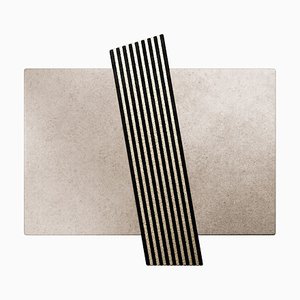 #012 White with Black Stripes Rug by Tapis Studio for Hommés Studio