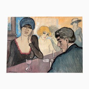 Antonius Johannes Kristians, At the Bar, 1920s, Gouache on Paper
