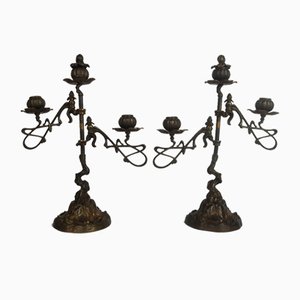 Art Nouveau Candlesticks, 1890s, Set of 2