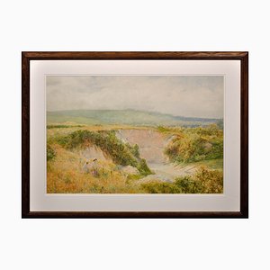 Charles Gregory, día de verano en Steyning Bowl, West Sussex, década de 1890, acuarela