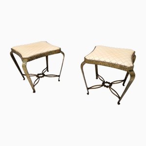Vintage Poufs aus Skai & goldenem Metall, Pierluigi Colli zugeschrieben, Italien, 1950er, 2er Set