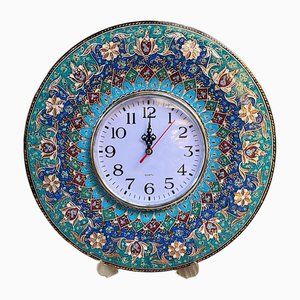 Orologio fatto a mano in rame con fiori intagliati