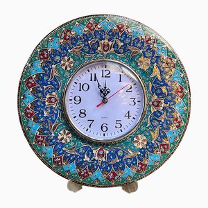 Handmade Copper Clock with Engraved Flowers