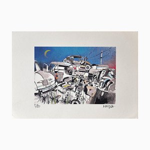 Giuseppe Megna, Scarp Cars, Original Lithograph, 1976
