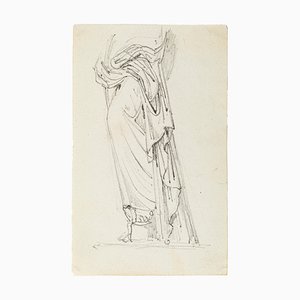 Augustin-Alexandre Dumont, Veiled Woman, Original Pencil Drawing, Late 19th Century