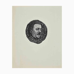 Giannetto Malmerendi, Portrait of Enrico Camangi, Original Woodcut, 1925