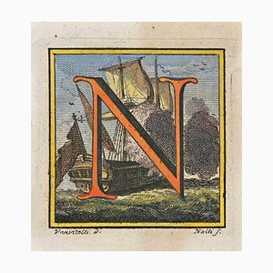 Luigi Vanvitelli, Letter of the Alphabet N, Etching, 18th Century