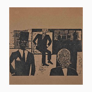 Charles Sterns, Figures, Woodcut Print, Early 20th Century