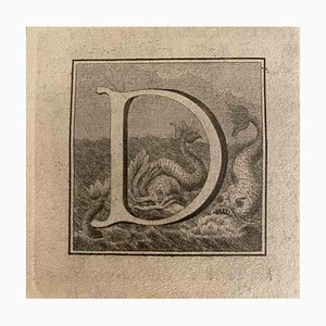 Luigi Vanvitelli, Letter of the Alphabet D, Etching, 18th Century