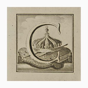 Luigi Vanvitelli, Buchstabe des Alphabets C, Radierung, 18. Jh.