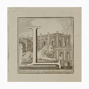 Luigi Vanvitelli, Letter of the Alphabet L, Etching, 18th Century
