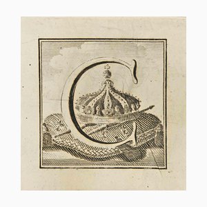 Luigi Vanvitelli, Letter of the Alphabet C, Etching, 18th Century