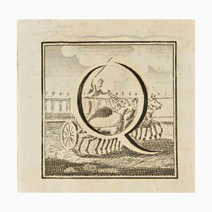 Luigi Vanvitelli, Letter of the Alphabet Q, Etching, 18th Century