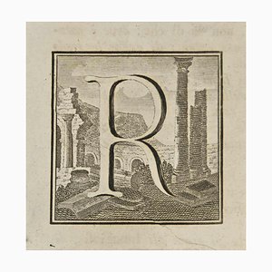 Luigi Vanvitelli, Letter of the Alphabet R, Etching, 18th Century