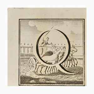 Luigi Vanvitelli, Letter of the Alphabet Q, Etching, 18th Century