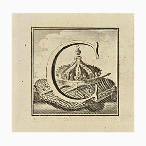 Luigi Vanvitelli, Lettre de l'Alphabet C, Eau-forte, 18ème Siècle