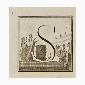 Luigi Vanvitelli, Letter of the Alphabet S, Etching, 18th Century