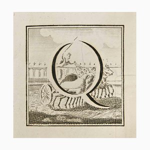 Luigi Vanvitelli, Letter of the Alphabet Q, Etching, 18th Century