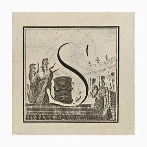 Luigi Vanvitelli, Letter of the Alphabet S, Etching, 18th Century