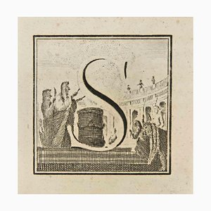 Luigi Vanvitelli, Letter of the Alphabet S, Etching, 18th Century
