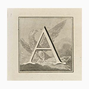 Luigi Vanvitelli, Letter of the Alphabet A, Etching, 18th Century
