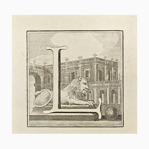 Luigi Vanvitelli, Letter of the Alphabet L, Etching, 18th Century