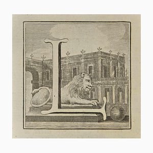 Luigi Vanvitelli, Letter of the Alphabet L, Etching, 18th Century