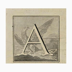 Luigi Vanvitelli, Letter of the Alphabet A, Etching, 18th Century