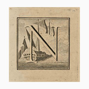 Luigi Vanvitelli, Letter of the Alphabet N, Etching, 18th Century