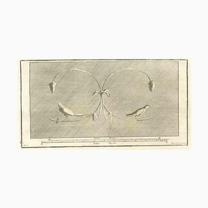 Marcant Iacomino, Birds Decorative Fresco, Etching, 18th Century