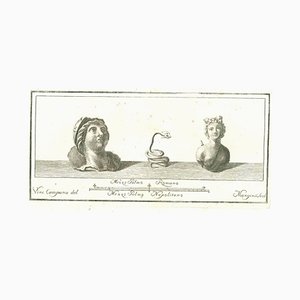 Vincenzo Campana, Ancient Roman Statues, Original Etching, 18th Century