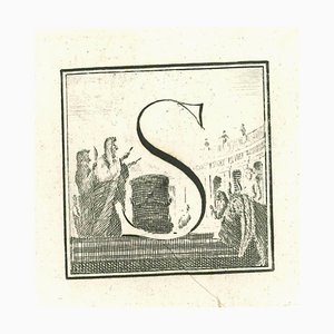 Lettre Majuscule S, Antiquités d'Herculanum Exposées, Eau-forte, 18ème Siècle