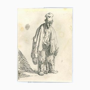Charles Amand Durand after Rembrandt, Beggar in a High Cap, Engraving, 19th Century
